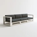 3-osobowa sofa ogrodowa z aluminium biała z grafitowymi poduszkami, 240 x 80 x 68 cm