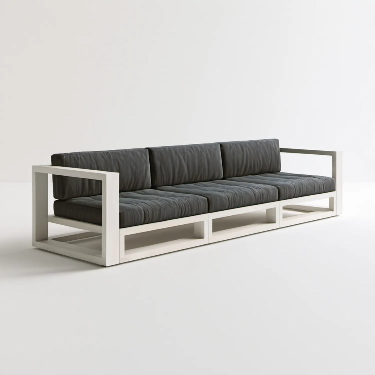 3-osobowa sofa ogrodowa z aluminium biała z grafitowymi poduszkami, 240 x 80 x 68 cm