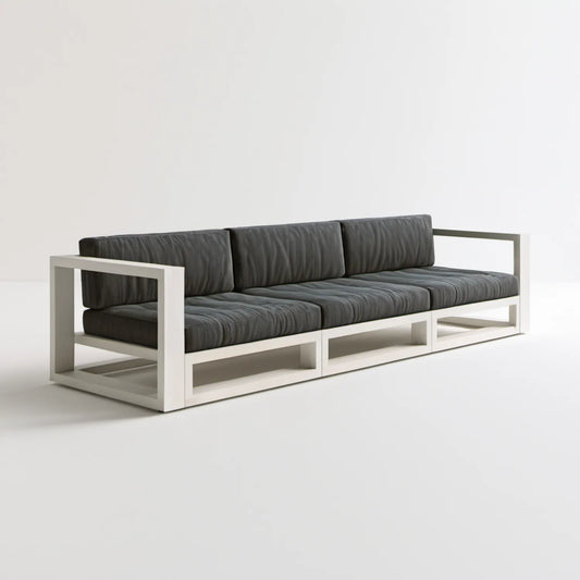 3-osobowa sofa ogrodowa z aluminium biała z grafitowymi poduszkami, 240 x 80 x 68 cm