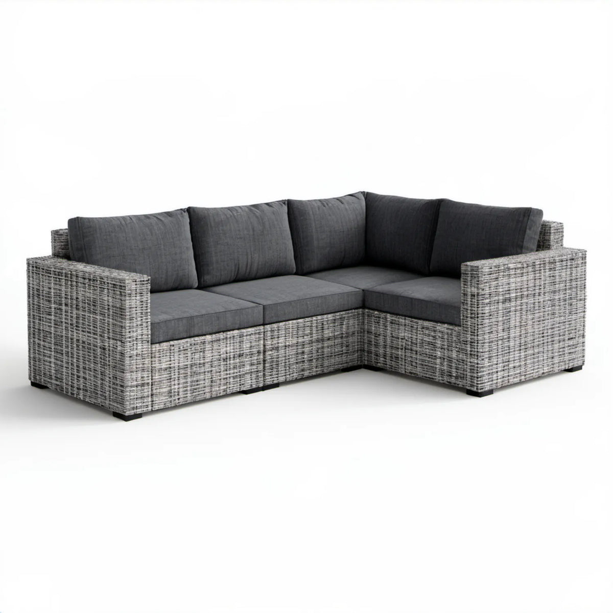 Narożna sofa ogrodowa 4-osobowa z technorattanu PE, szaro-antracytowa, 220 x 160 x 80 cm