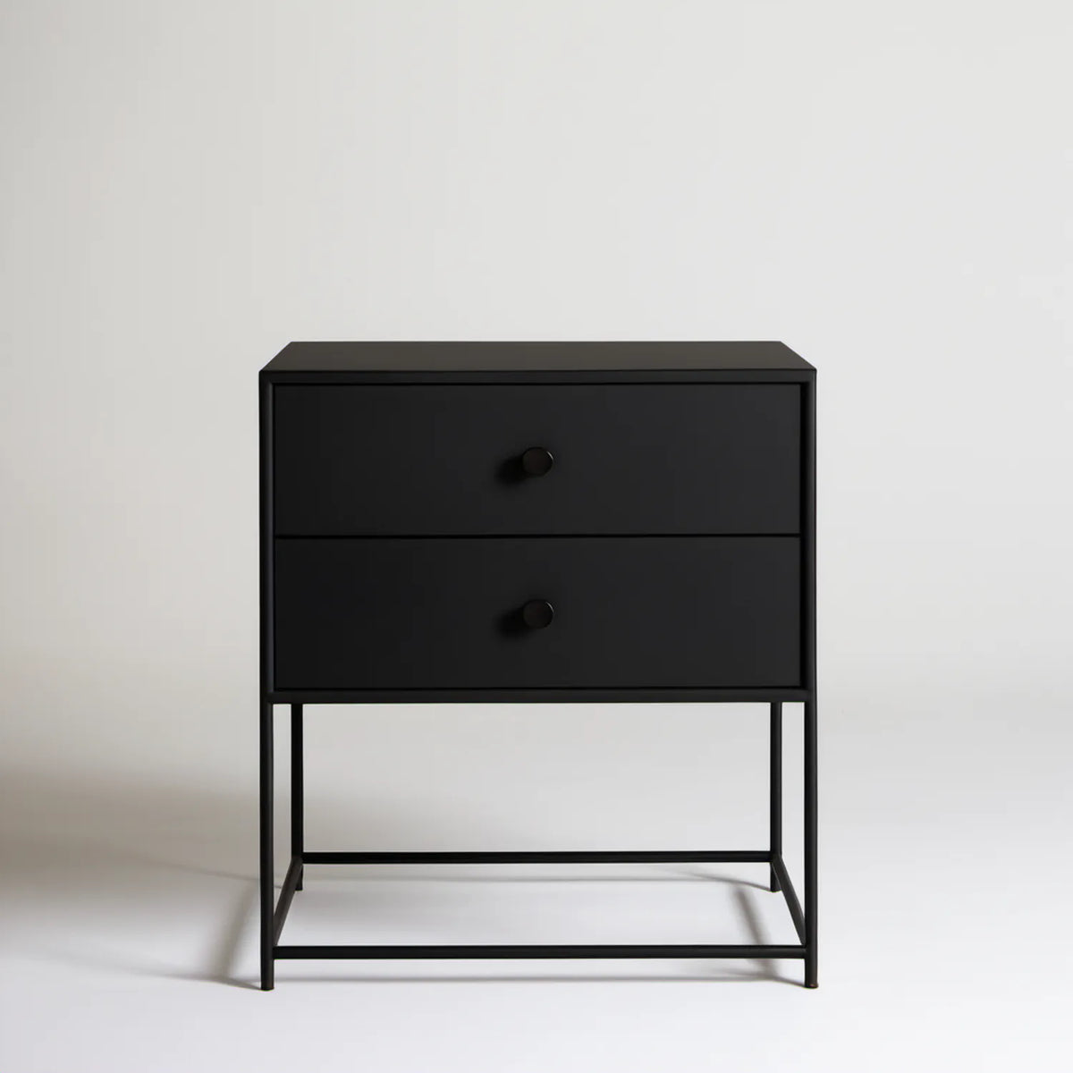 Czarna szafka nocna z 2 szufladami 45 x 35 x 60 cm MDF i stal
