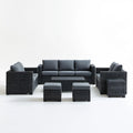 6-częściowy komplet ogrodowy z technorattanu, grafitowy/ciemnoszary, sofa 180 × 65 × 60 cm